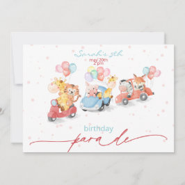 Invitación Cute acuarela Animales Desfile de cumpleaños