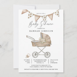 Invitación Cute acuarela Baby Shower Género neutro