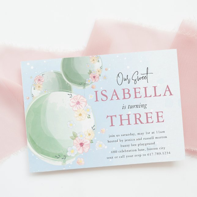 Invitación Cute acuarela Balón niños Fiesta de cumpleaños (Subido por el creador)