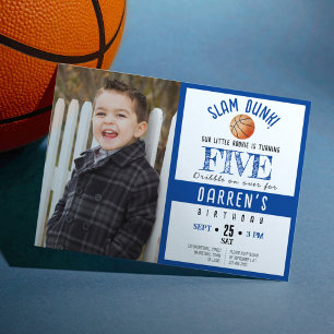 Invitación Cute acuarela Basketball foto niño cumpleaños
