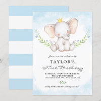 Cute acuarela bebé elefante niño primer cumpleaños