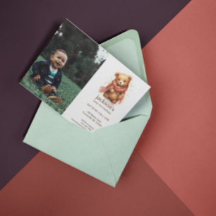 Invitación Cute acuarela Bebé Oso Primer Cumpleaños