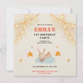 Invitación Cute acuarela Conejo bebé fiesta de primer cumplea