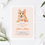 Invitación Cute acuarela Corgi Peach Floral Kids Cumpleaños<br><div class="desc">Cute acuarela Corgi Peach Floral Kids Invitación de fiesta de cumpleaños | Invitar a la familia y amigos a que sus hijos cumplan con esta invitación floral de personalizable. Cuenta con ilustraciones acuáticos de un bonito corgi y melocotón. Esta también será la invitación perfecta para cumpleaños de perros.</div>