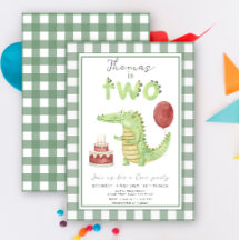 Cute acuarela Crocodile Dos Fiestas de Cumpleaños