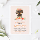 Invitación Cute acuarela Dachshund Floral Kids Cumpleaños<br><div class="desc">Cute acuarela Dachshund Peach Floral Kids Invitación de fiesta de cumpleaños | Invitar a la familia y amigos a que sus hijos cumplan con esta invitación floral de personalizable. Cuenta con ilustraciones acuáticos de un Dachshund y flores de durazno. Esta también será la invitación perfecta para cumpleaños de perros.</div>