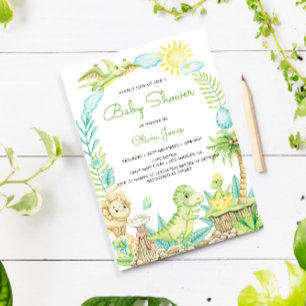 Invitación Cute acuarela Dinosaur Baby Shower