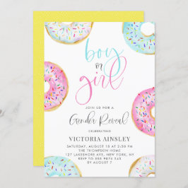 Invitación Cute acuarela Donuts Género Revelar Baby Shower