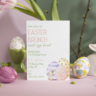 Invitación Cute acuarela Floral Brunch de Pascua y caza de hu