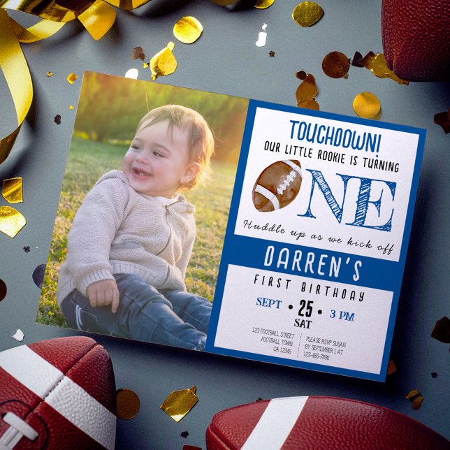 Invitación Cute acuarela Foto de niño primer cumpleaños (Subido por el creador)