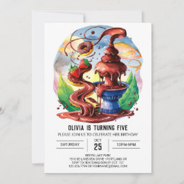 Invitación Cute acuarela Fuente Chocolate Cumpleaños