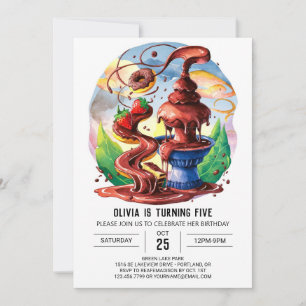 Invitación Cute acuarela Fuente Chocolate Cumpleaños