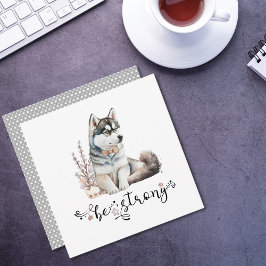 Invitación Cute acuarela Husky ser fuerte caligrafía