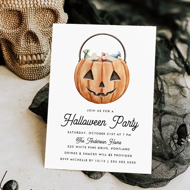Invitación Cute acuarela Jack-O-Lantern Fiesta de Halloween (Subido por el creador)
