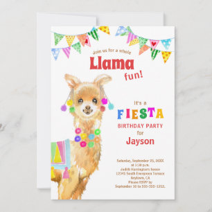 Invitación Cute acuarela Llama Fiesta de cumpleaños