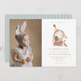 Invitación Cute acuarela Pequeño conejito margarita Cumpleaño