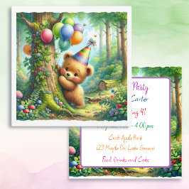 Invitación Cute acuarela Personalizado Baby Bear Cub Cumpleañ
