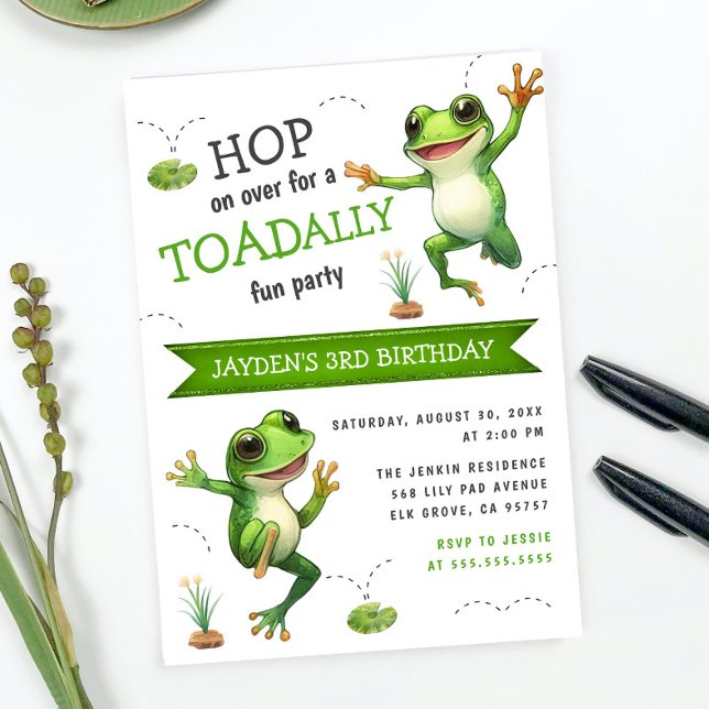 Invitación Cute acuarela Sobre La Rana Cualquier Cumpleaños D (Subido por el creador)