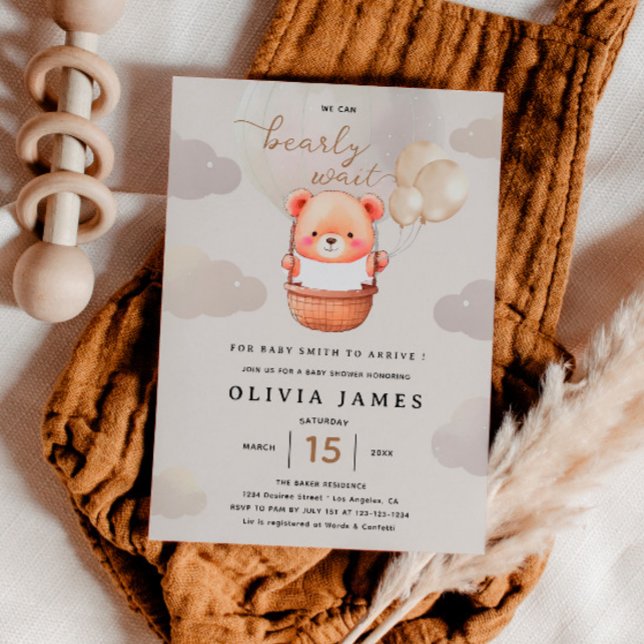 Invitación Cute acuarela Teddy Bear Neutral Baby Shower (Subido por el creador)