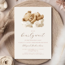 Cute acuarela Teddy Bear Neutral Baby Shower