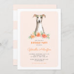 Invitación Cute acuarela Whippet Peach Floral Kids Cumpleaños<br><div class="desc">Cute acuarela Whippet Peach Floral Kids Birday Party Invitación | Invitar a la familia y amigos a que sus hijos cumplan con esta invitación floral de personalizable. Cuenta con ilustraciones acuáticos de un tierno tiesto y flores de melocotón. Esta también será la invitación perfecta para cumpleaños de perros.</div>