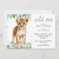 Cute acuarela Wild One Lion Cub Baby Shower