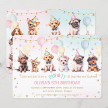 Cute Adorable Pawty Dog Puppy fiesta de cumpleaños