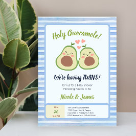 Invitación Cute Aguacate Género Gemelos Neutrales Baby Shower