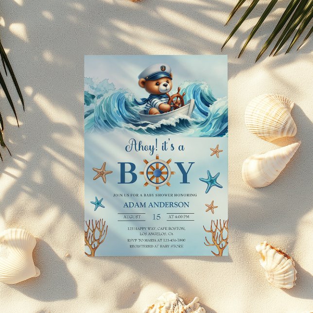 Invitación Cute Ahoy es un Baby Shower de Boy Nautical (Subido por el creador)
