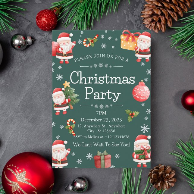 Invitación Cute alegre Fiesta de Navidades de Santa Claus (Subido por el creador)