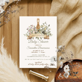 Invitación Cute Alpaca Cinta Botánica Baby Shower