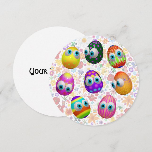 Invitación Cute and Funny Easter Eggs Cartoon (Anverso / Reverso)