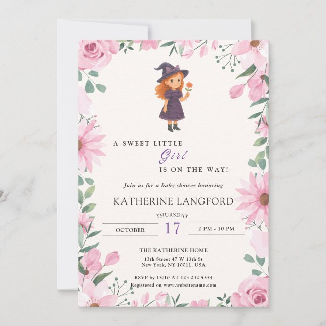 Invitación Cute Angel on the Way Halloween Baby Shower (Anverso)