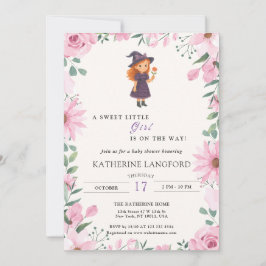 Invitación Cute Angel on the Way Halloween Baby Shower