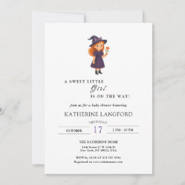 Invitación Cute Angel on the Way Halloween Baby Shower