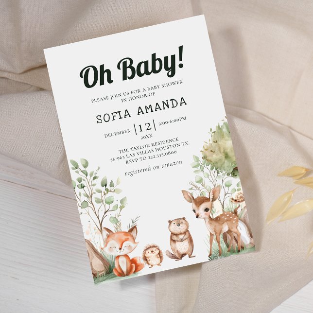 Invitación Cute Animal Woodland Baby Shower (Subido por el creador)