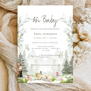 Invitación Cute Animal Woodland Neutral Baby Shower