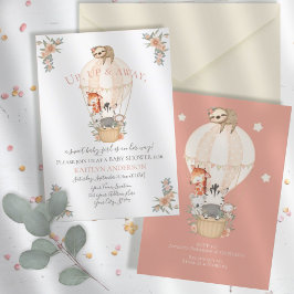 Invitación Cute Animales Balón de aire caliente Giraffe Sloth