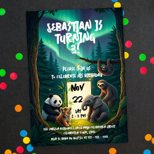 Invitación Cute Animales Magical Woodland Birthday Party
