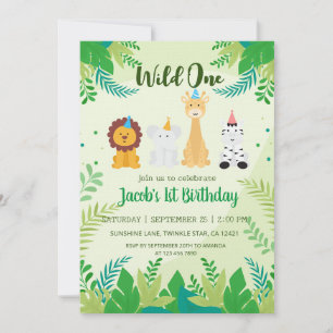 Invitación Cute animales tropicales Safari Niños Cumpleaños