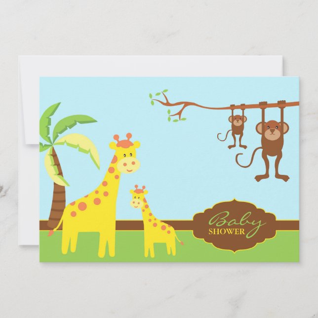 Invitación Cute Animals Baby Shower Gracias (Anverso)