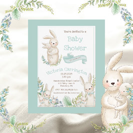 Invitación Cute Animals Green Baby Shower