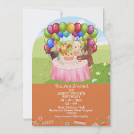 Invitación Cute Animals Themed kids Birthday Invitation 