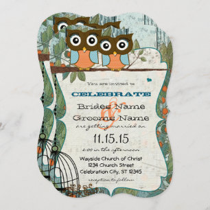 Invitación Cute Aqua Blue Owl Cásate Con Mi Mejor Amigo Boda