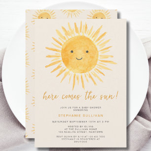 Invitación Cute Aquí Viene El Baby Shower Del Sol
