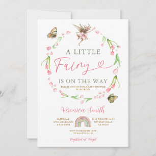 Invitación Cute Arco Iris Rosa Hada Flores Silvestres Baby Sh