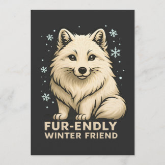 Invitación Cute Arctic Fox – “Fur-endly Winter Friend”
