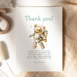 Invitación Cute Astronaut Bear Baby Shower Thank You Card