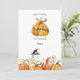 Invitación Cute Autumn Halloween Pumpkin Birthday Invitation