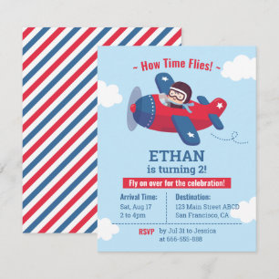Invitación Cute Aviator Pilot Airplane Boys Cumpleaños Party